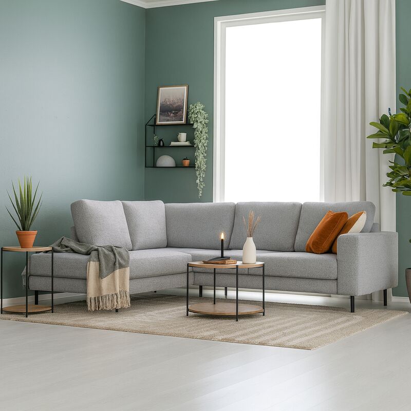 Kairo avokulmasohva vasen vaaleanharmaa Hygge 80